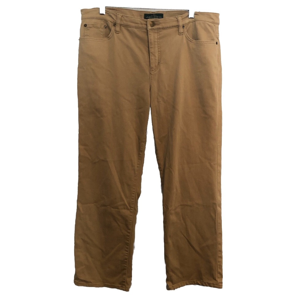 Lauren Ralph Lauren Chino Tan Pants 14 Classic Straight Stretch Casual Trousers‎